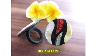 Balinese Seashells Finger Rings Resin Motif 